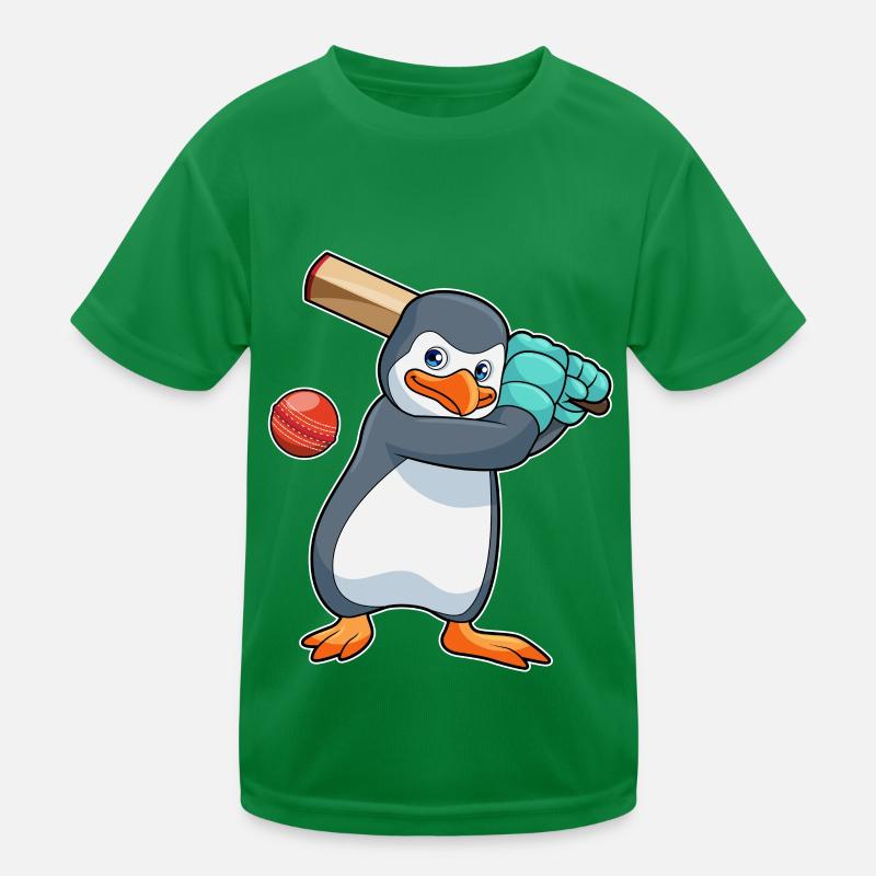 Pinguin beim Cricket mit Cricketschläger Kinder Funktions-T-Shirt