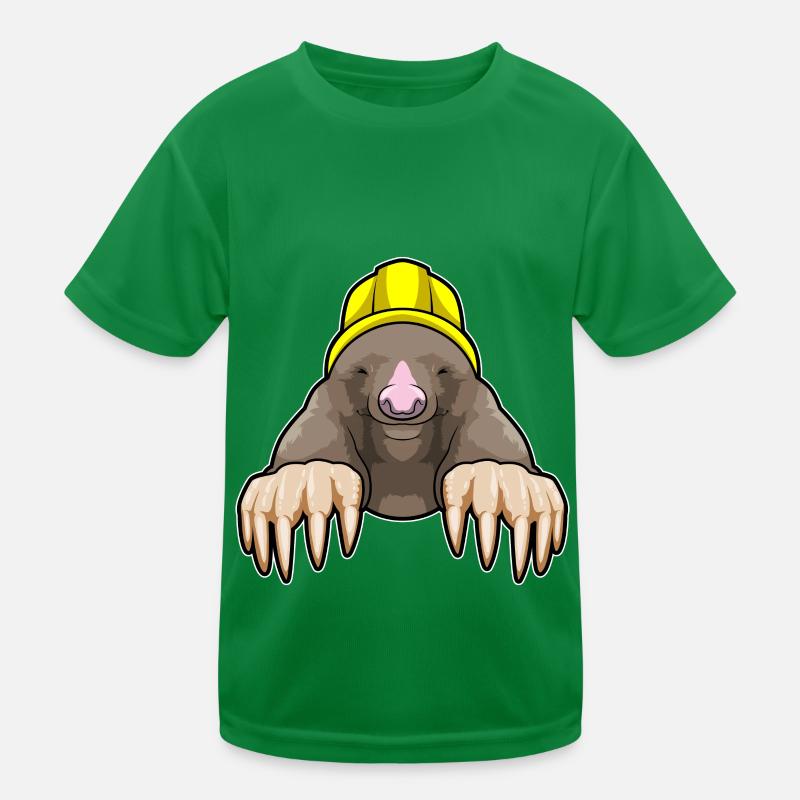 Maulwurf als Bergmann mit Helm Kinder Funktions-T-Shirt