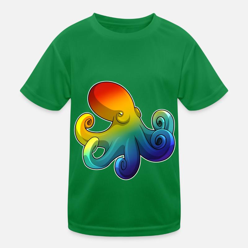Krake mit Regenbogen Kinder Funktions-T-Shirt