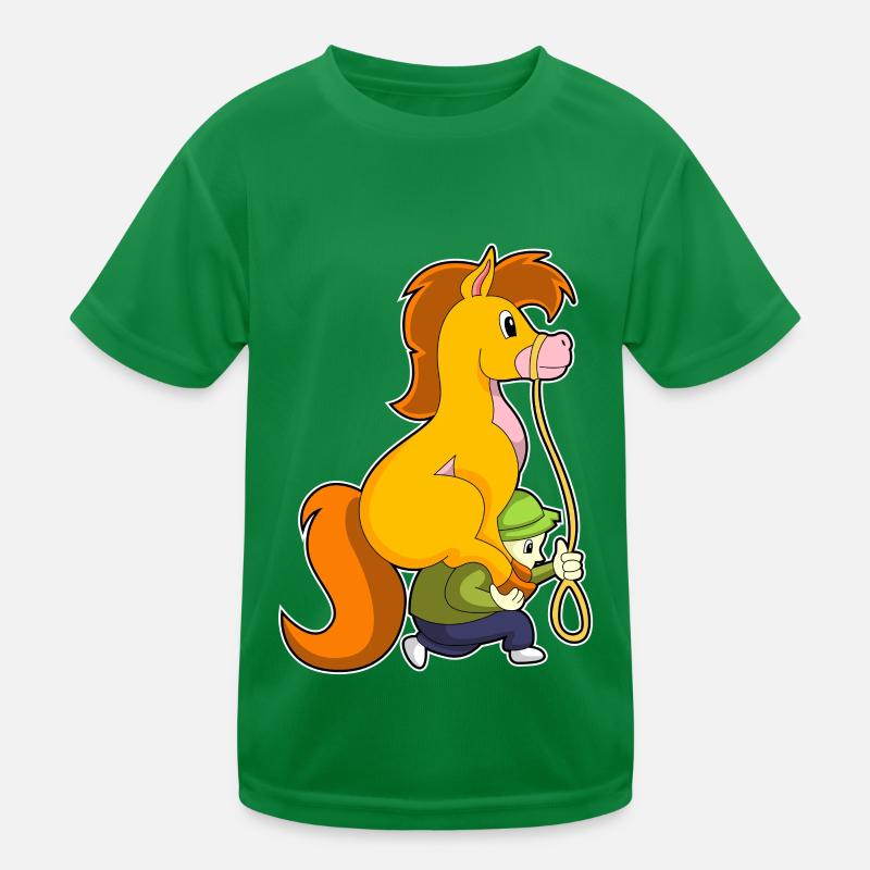 Pferd mit Junge Kinder Funktions-T-Shirt