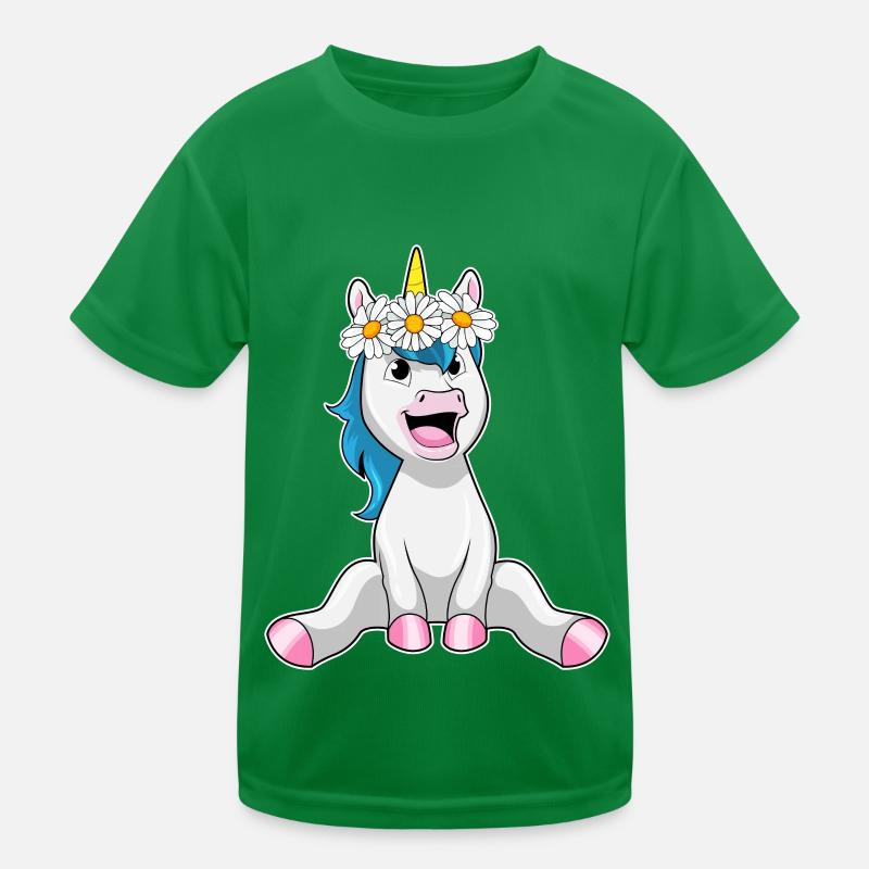 Einhorn mit Bumen Gänseblümchen Kinder Funktions-T-Shirt
