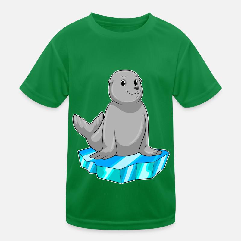 Seehund mit Eisscholle - Kinder Funktions-T-Shirt - Kelly Green