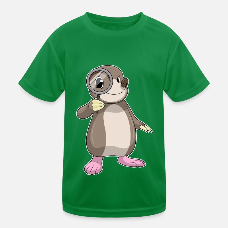 Mole with magnifying glass Kids Functional T-Shirt