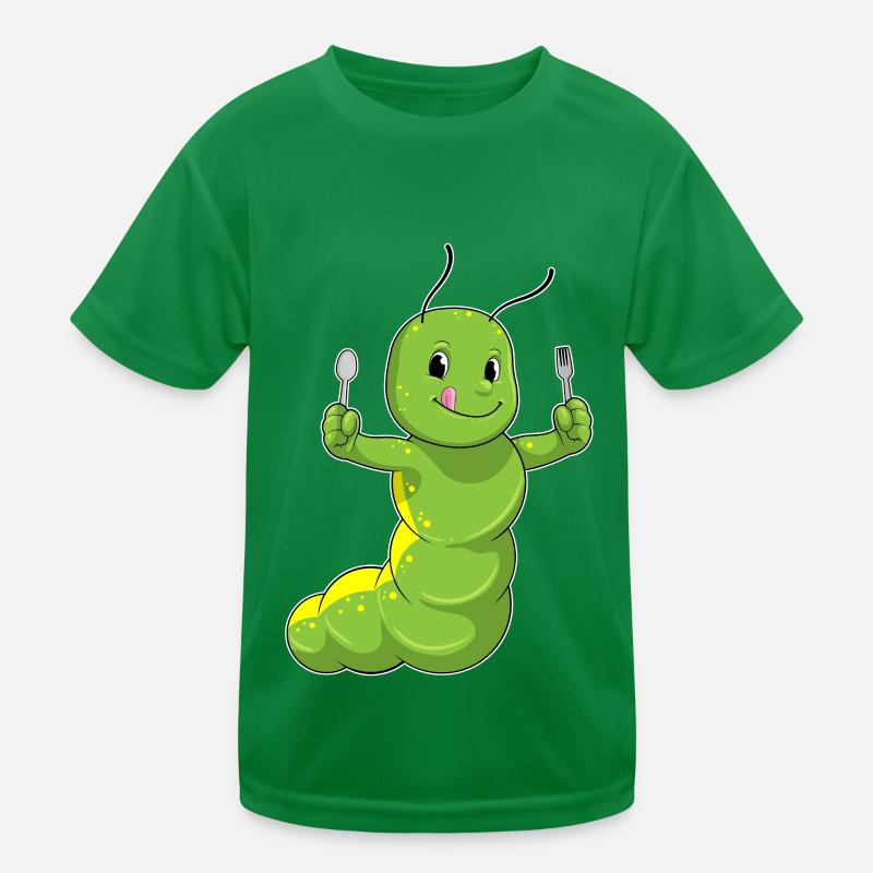 Raupe mit Löffel & Gabel Kinder Funktions-T-Shirt