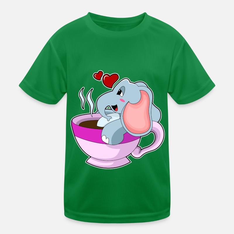 Éléphant avec tasse de café T-shirt sport Enfant