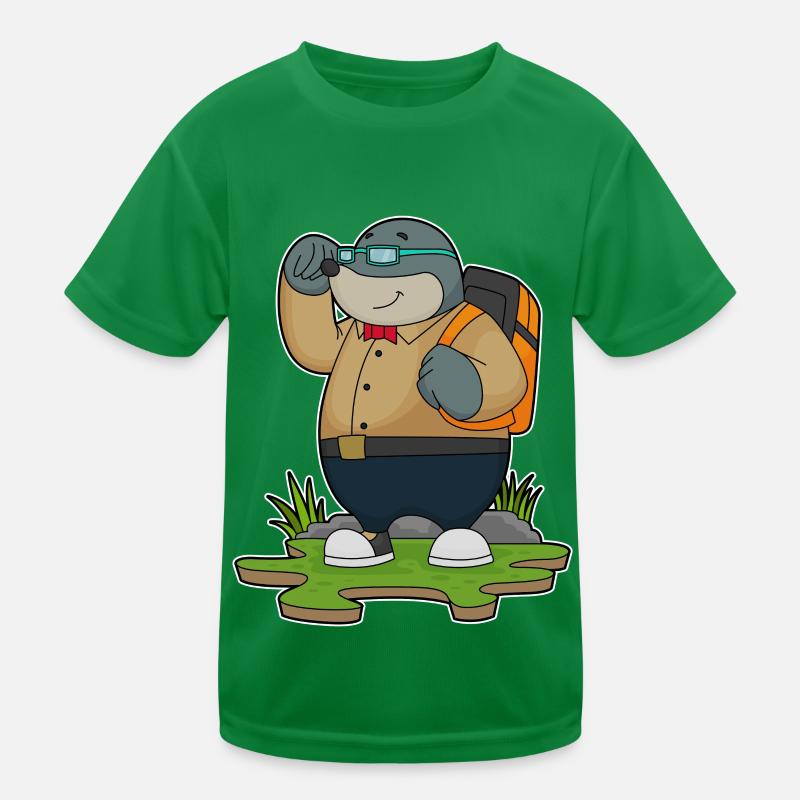 Maulwurf als Wanderer mit Rucksack Kinder Funktions-T-Shirt