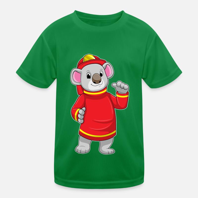 Koala als Feuerwehrmann mit Helm Kinder Funktions-T-Shirt