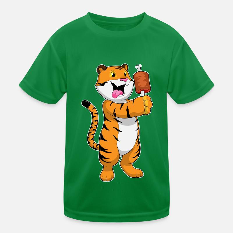 Tiger mit Fleisch Kinder Funktions-T-Shirt