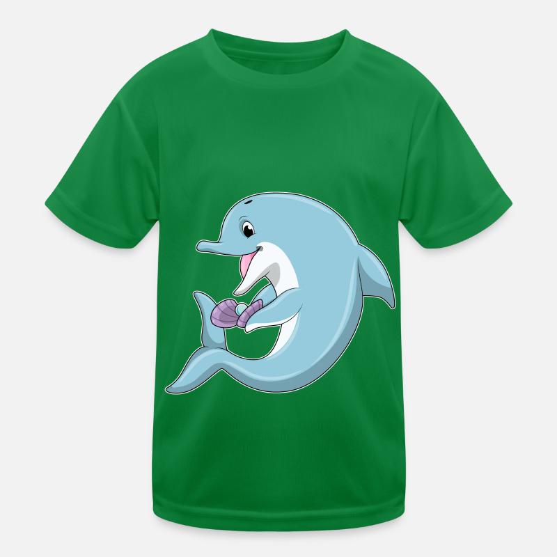 Delfin mit Perle Kinder Funktions-T-Shirt
