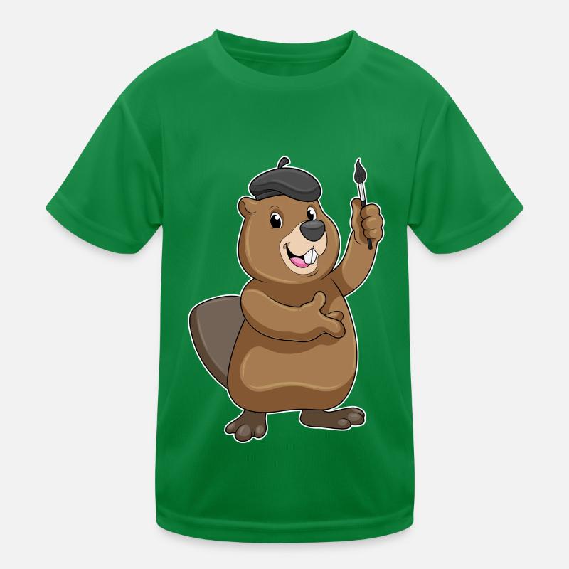 Biber als Maler mit Pinsel Kinder Funktions-T-Shirt