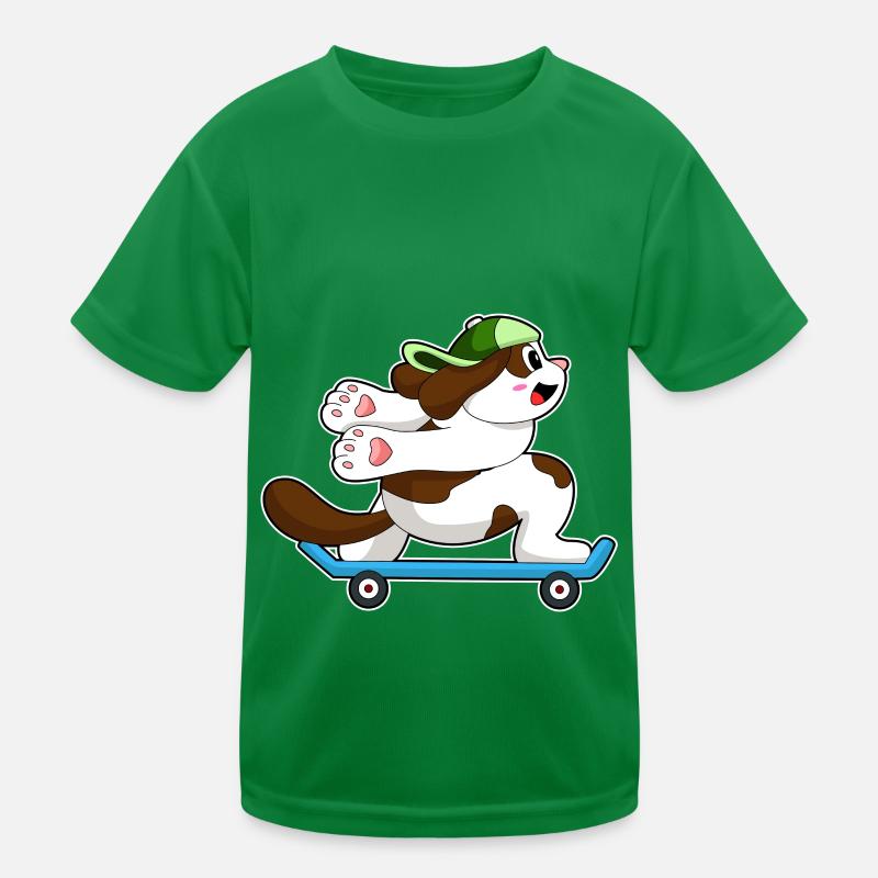 Hund als Skater mit Skateboard Kinder Funktions-T-Shirt