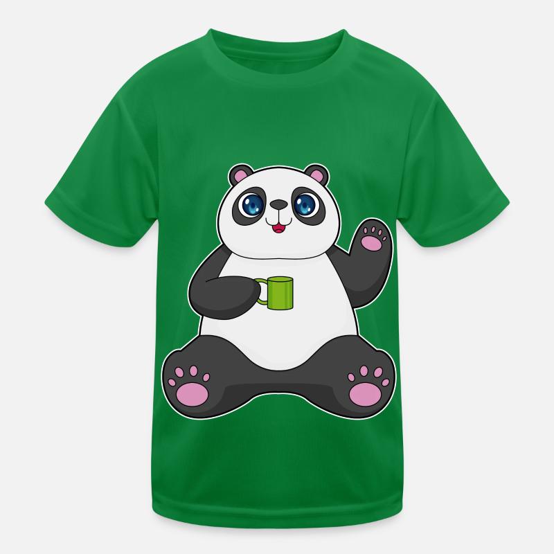 Panda mit Kaffeebecher Kinder Funktions-T-Shirt