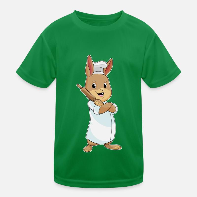 Rabbit as a baker with rolling pin Kids Functional T-Shirt