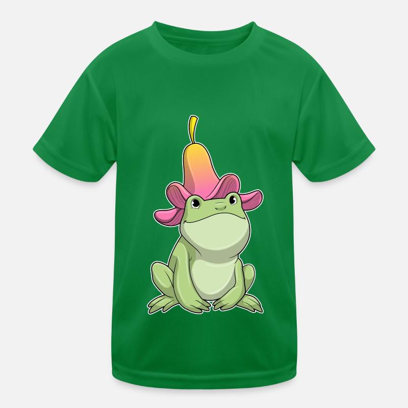 Frog with Plumeria Kids Functional T-Shirt