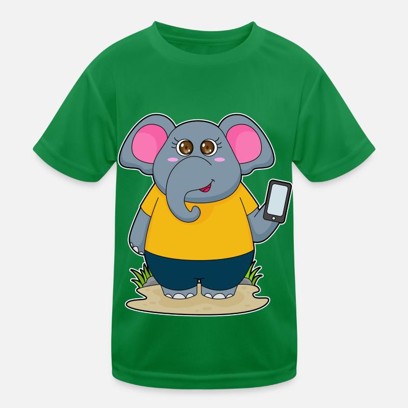 Elefant mit Handy Kinder Funktions-T-Shirt