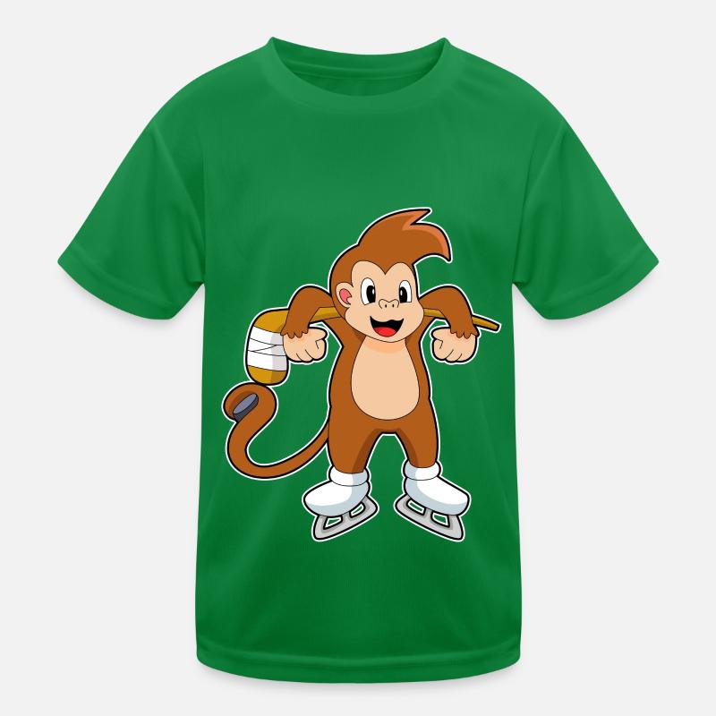 Affe Eishockey Eishockeyschläger Kinder Funktions-T-Shirt