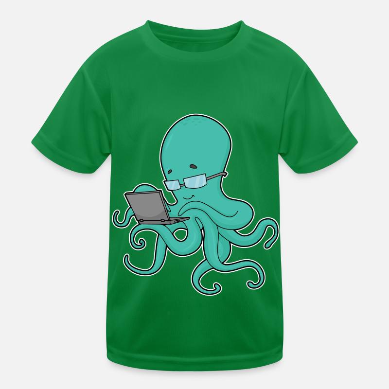 Krake Laptop Kinder Funktions-T-Shirt