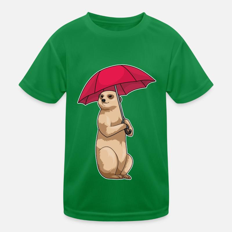 Erdmännchen Regen Regenschirm Kinder Funktions-T-Shirt
