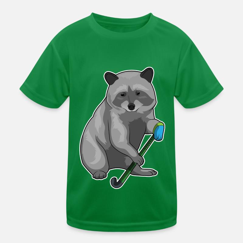 Waschbär Hockey Hockeyschläger Kinder Funktions-T-Shirt