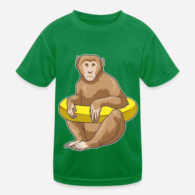 Affe Schwimmen Rettungsring Kinder Funktions-T-Shirt