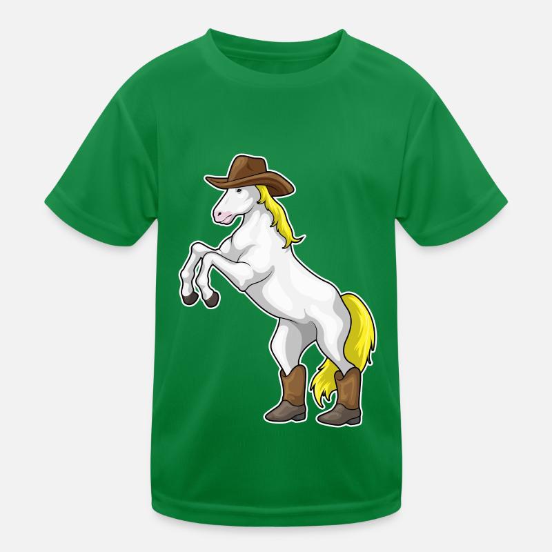 Pferd Cowboy Stiefel Kinder Funktions-T-Shirt
