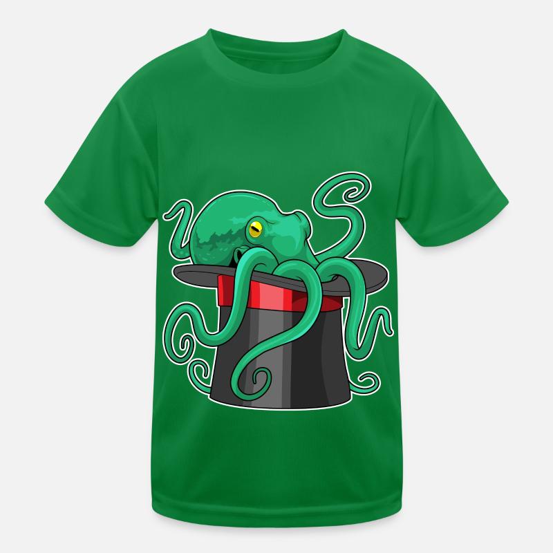 Krake Zauberer Zylinder Kinder Funktions-T-Shirt