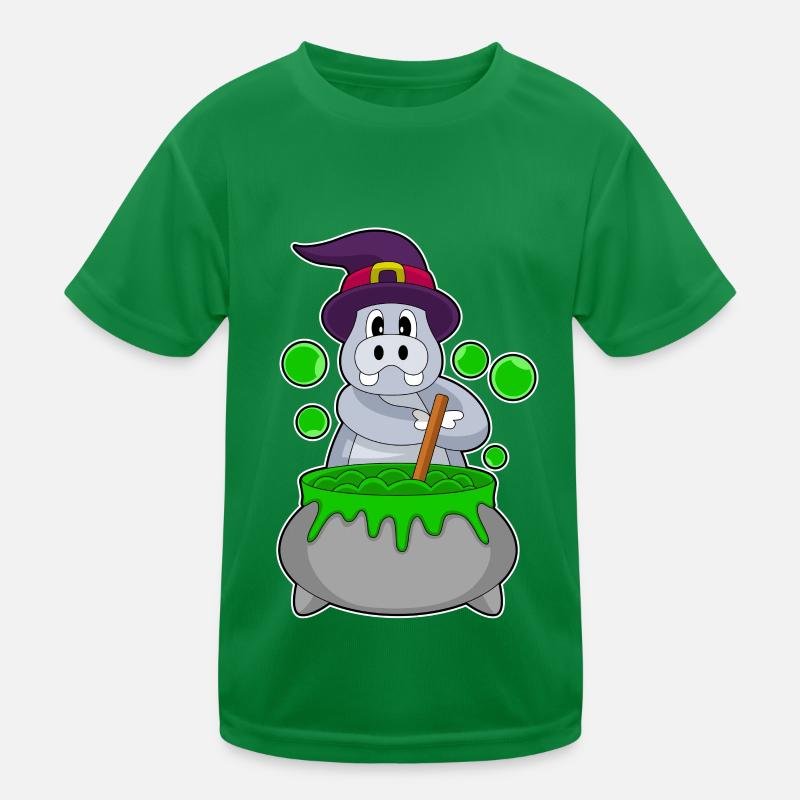Hippopotamus Halloween Witch Magic Potion Kids Functional T-Shirt