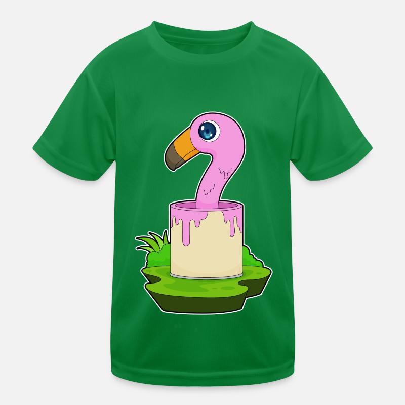 Flamingo Painter Paint Bucket Paint Kids Functional T-Shirt