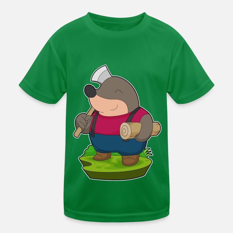 Mole Artisan Axe Tree Trunk Kids Functional T-Shirt