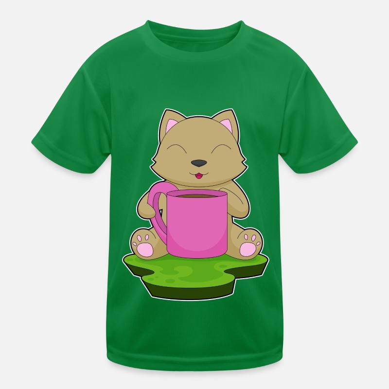 Katze Kaffee Becher Kinder Funktions-T-Shirt