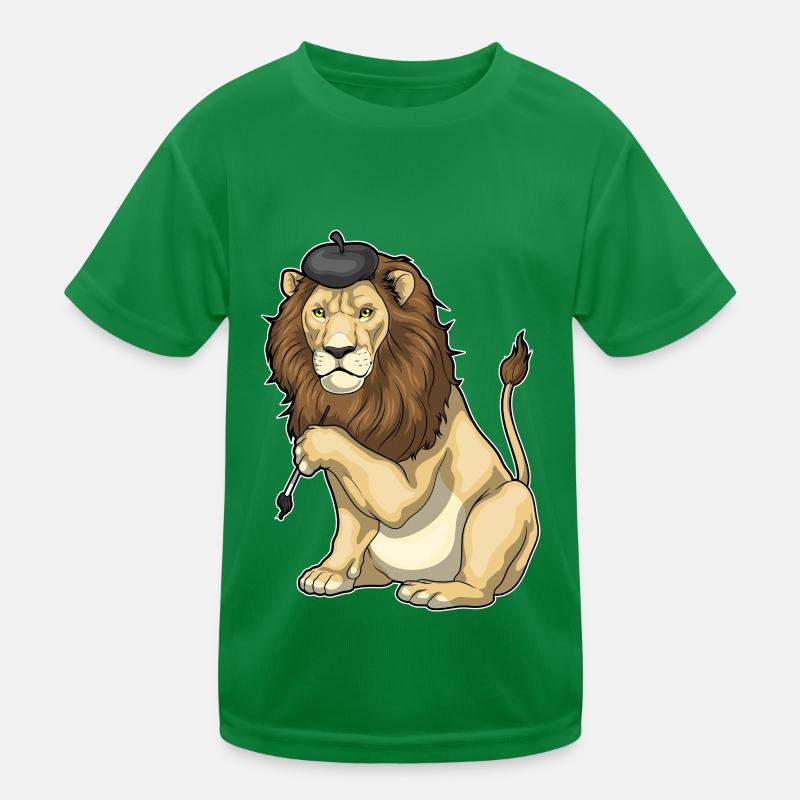 Löwe Maler Pinsel Malen Kinder Funktions-T-Shirt