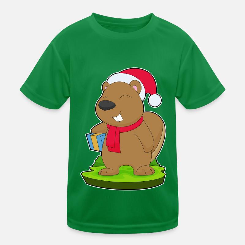 Beaver Christmas Package Kids Functional T-Shirt