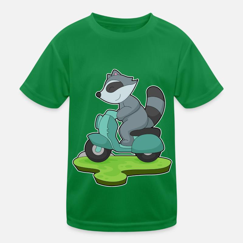 Waschbär Motorrad Kinder Funktions-T-Shirt