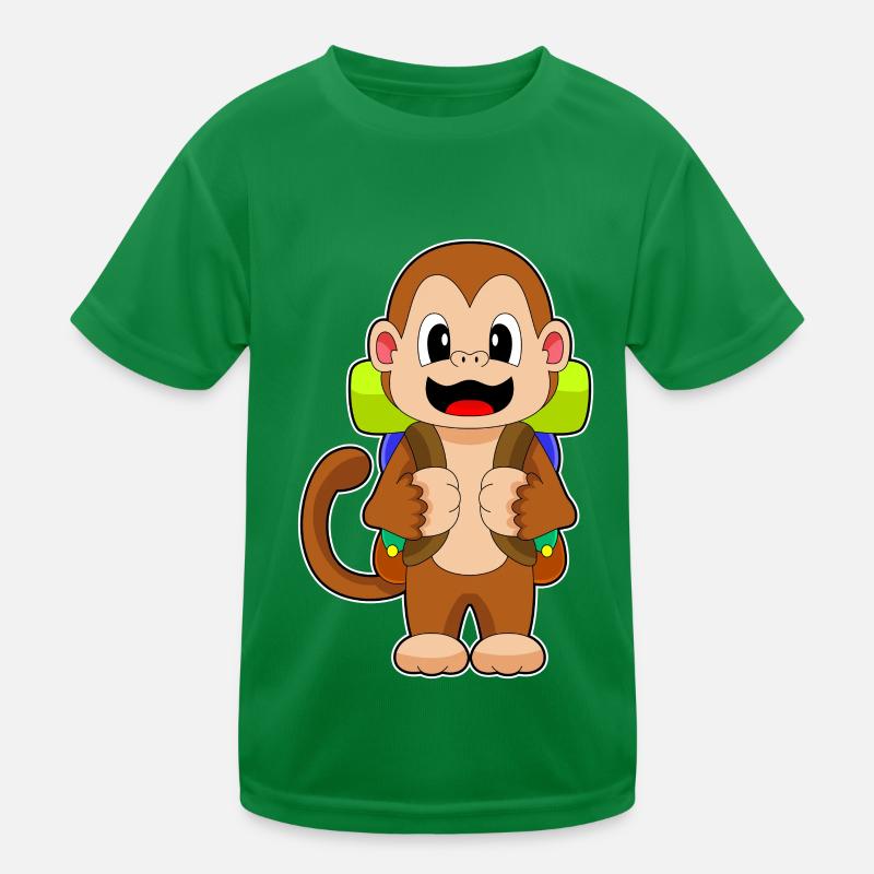Affe Wanderer Rucksack Wandern Kinder Funktions-T-Shirt