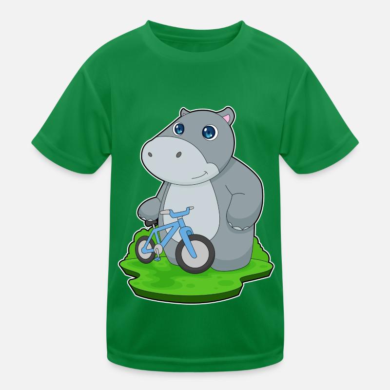 Nilpferd Fahrrad Kinder Funktions-T-Shirt