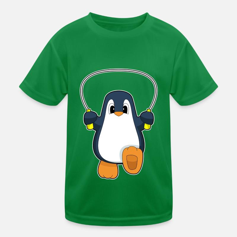 Pinguin Seilspringen Springseil Kinder Funktions-T-Shirt