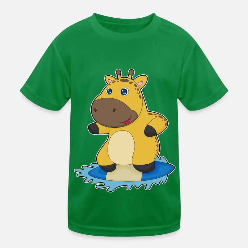 Giraffe Surfer Surfbrett Kinder Funktions-T-Shirt
