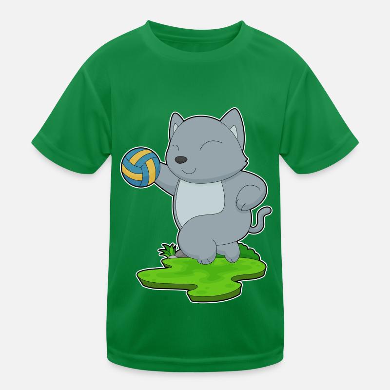Cat Volleyball Player Volleyball Kids Functional T-Shirt