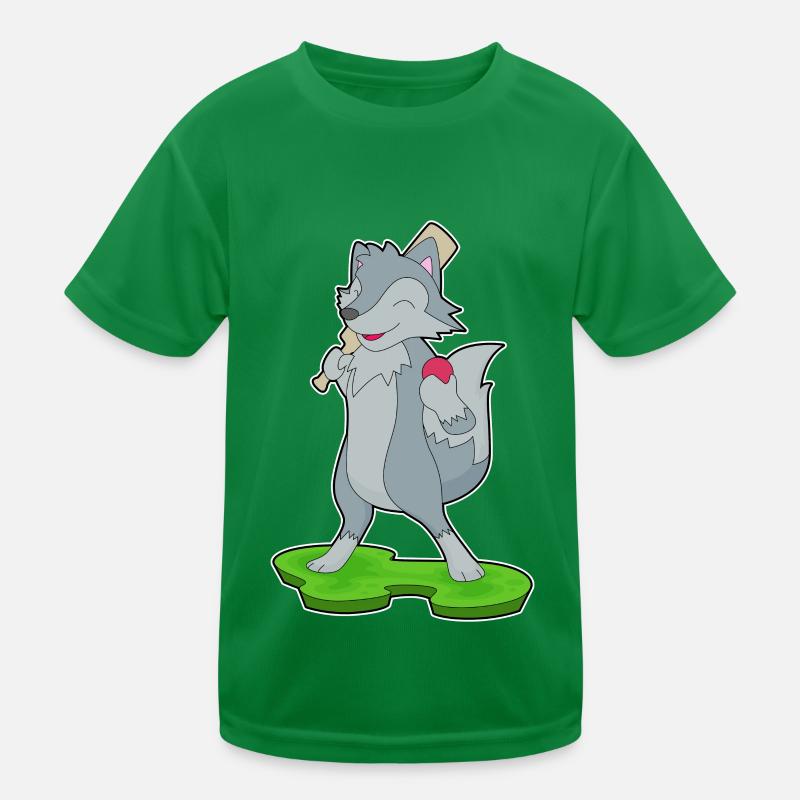 Wolf Cricket Cricketschläger - Kinder Funktions-T-Shirt - Kelly Green