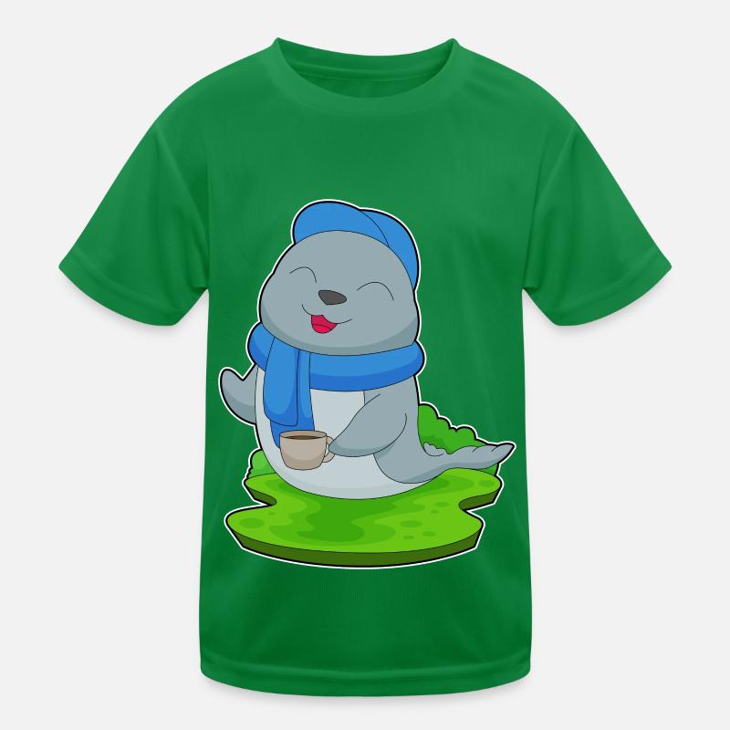 Seehund Kaffee Tasse Kinder Funktions-T-Shirt