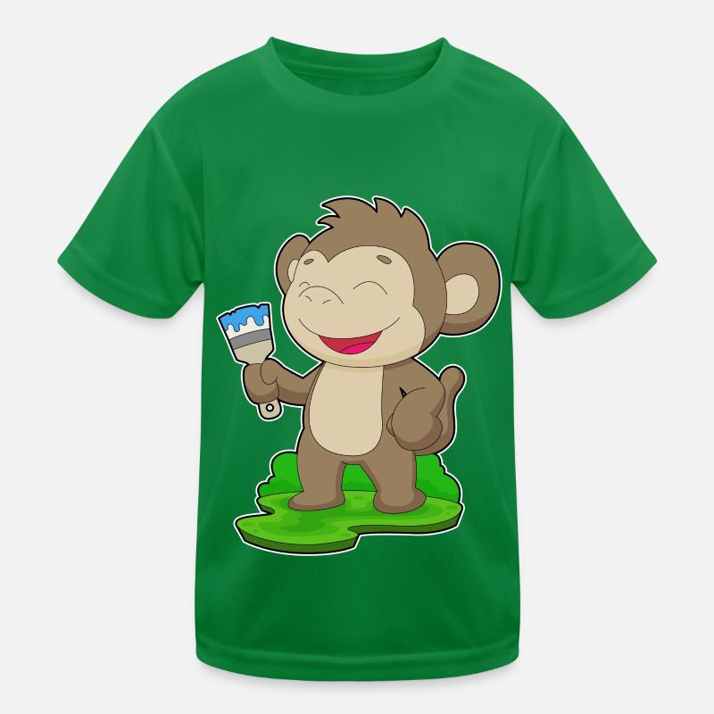 Affe Maler Pinsel Malen Kinder Funktions-T-Shirt