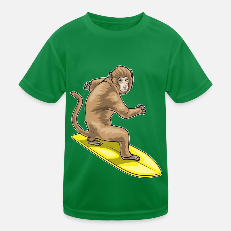 Affe Surfer Surfbrett Kinder Funktions-T-Shirt