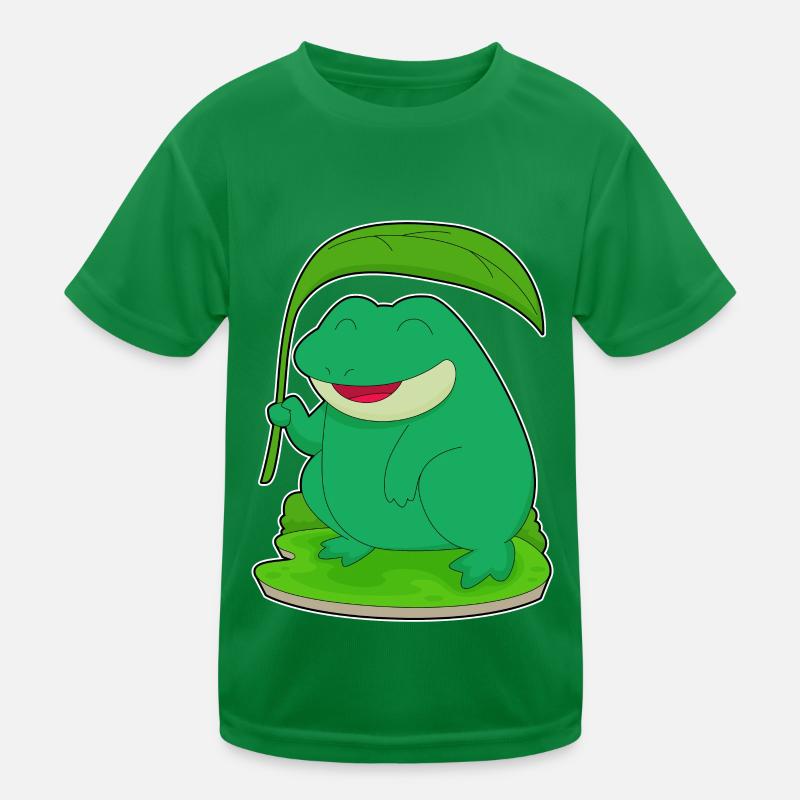 Frog with leaf as a parasol Kids Functional T-Shirt