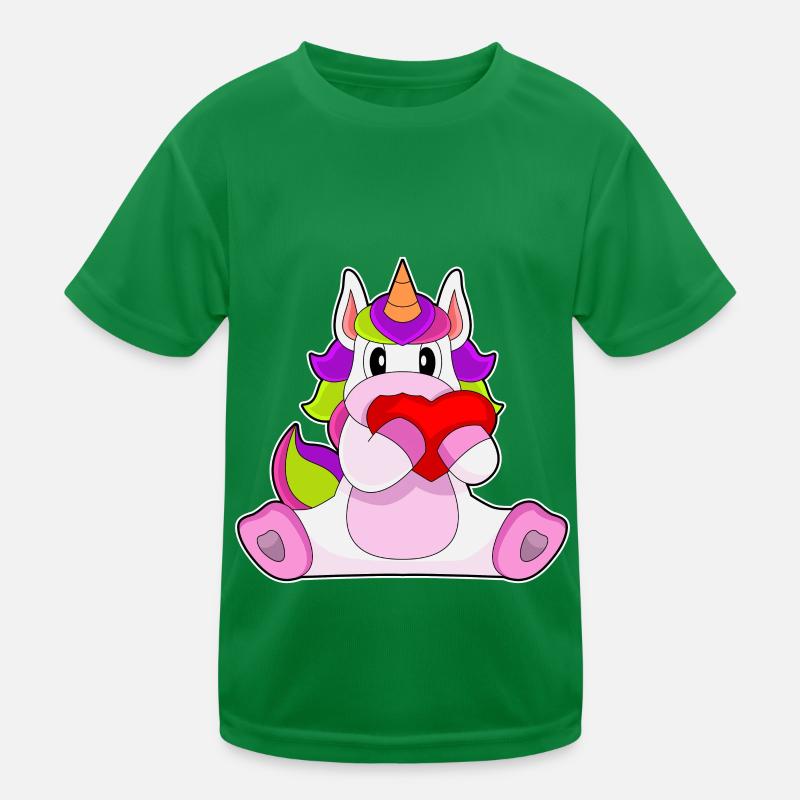 Einhorn Herz Kinder Funktions-T-Shirt