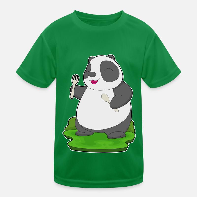 Panda Löffel Gabel Kinder Funktions-T-Shirt