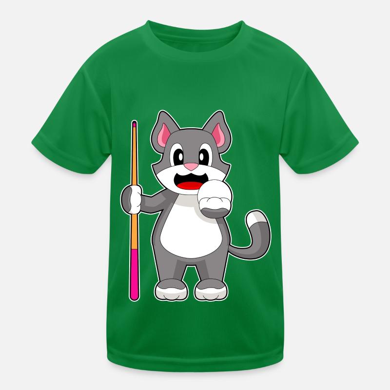 Katze Billiard Queue Kinder Funktions-T-Shirt