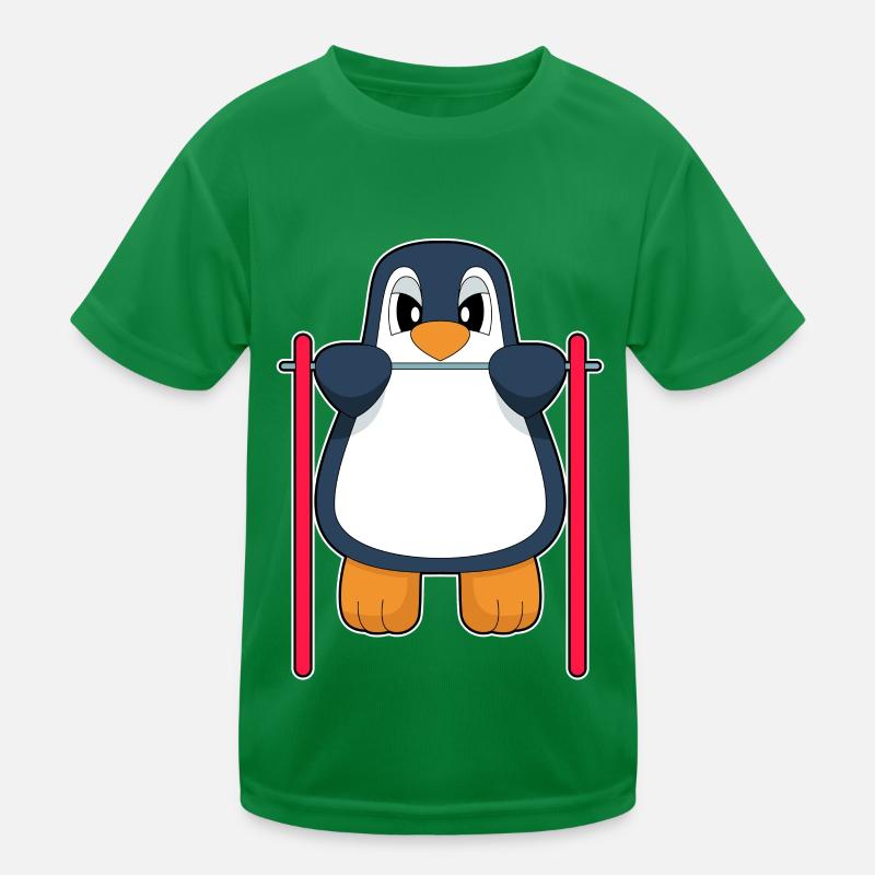 Penguin Bodybuilder Pull-ups Kids Functional T-Shirt