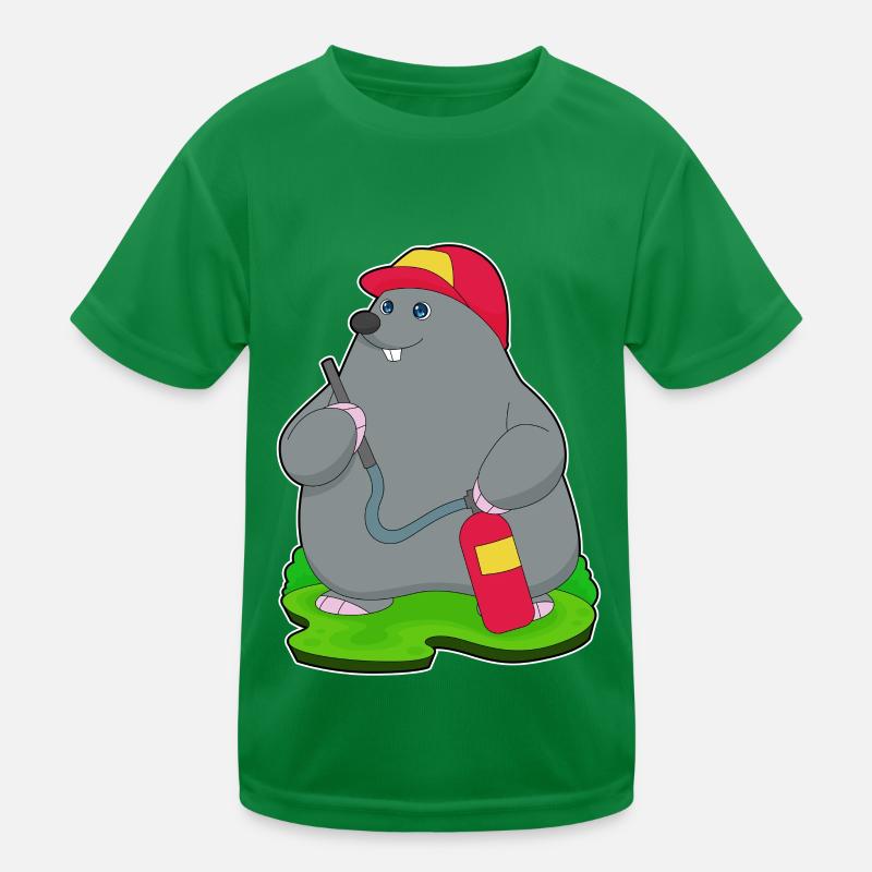 Mole Firefighter Fire Extinguisher Kids Functional T-Shirt
