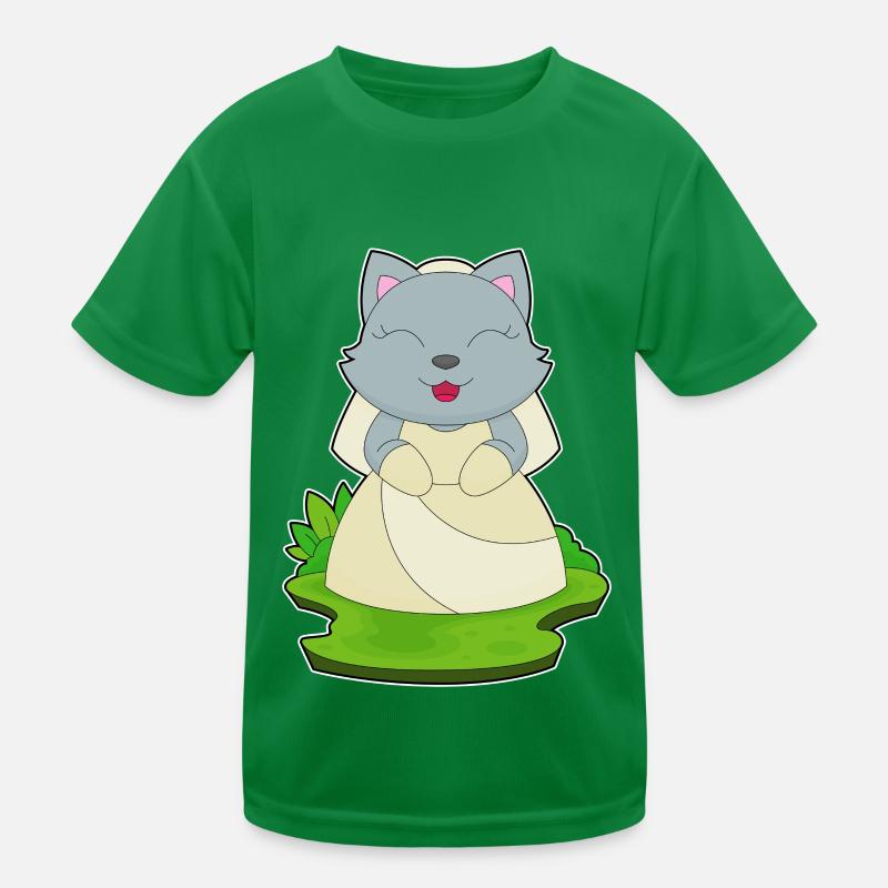 Cat Bridal Veil Wedding Kids Functional T-Shirt