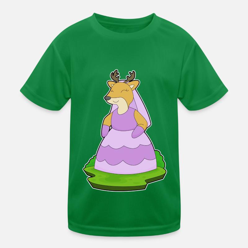 Deer Bridal Veil Wedding Kids Functional T-Shirt